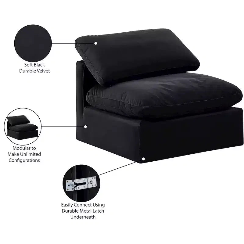 Meridian Furniture Sedia Senza Braccioli in Velluto Indulge