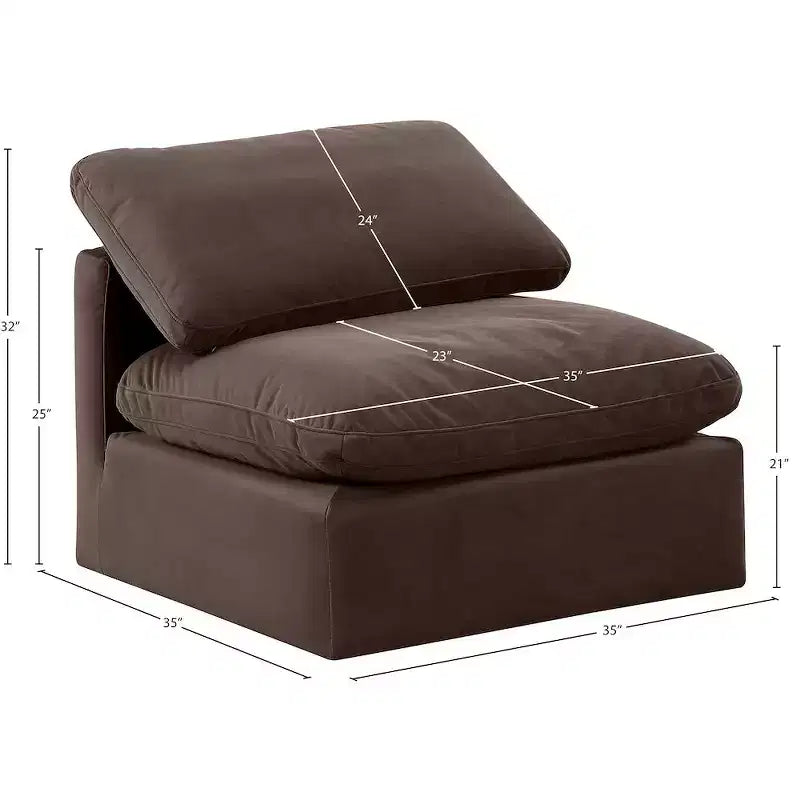 Meridian Furniture Sedia Senza Braccioli in Velluto Indulge