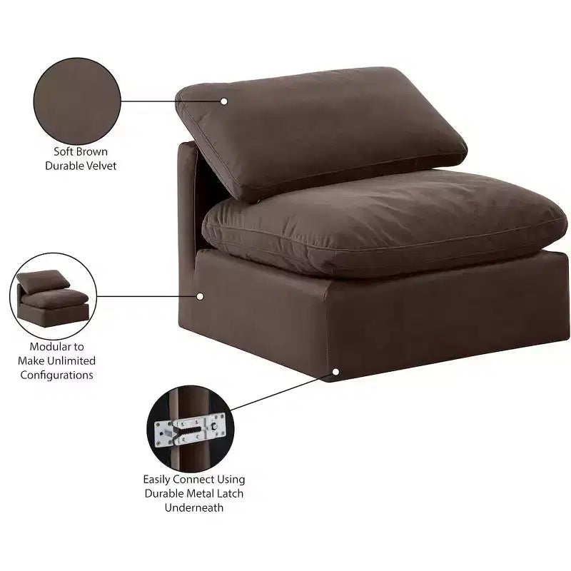 Meridian Furniture Sedia Senza Braccioli in Velluto Indulge