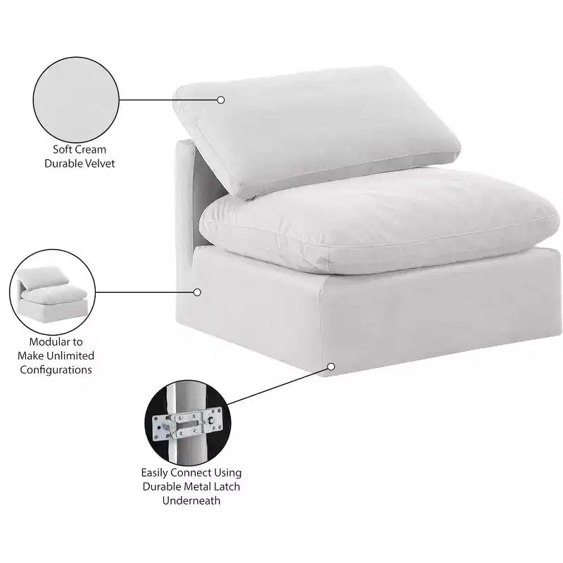 Meridian Furniture Sedia Senza Braccioli in Velluto Indulge