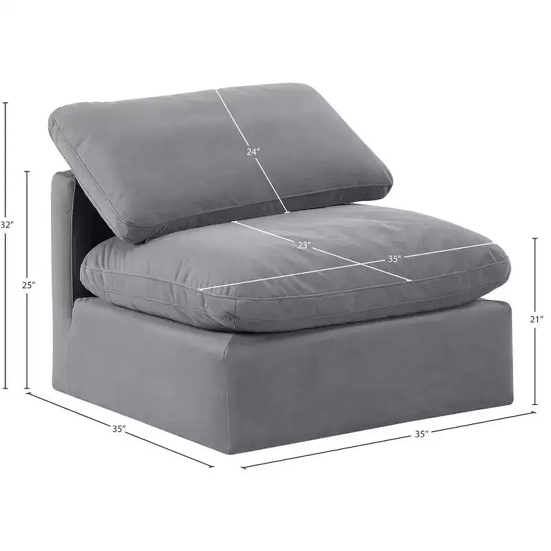 Meridian Furniture Sedia Senza Braccioli in Velluto Indulge