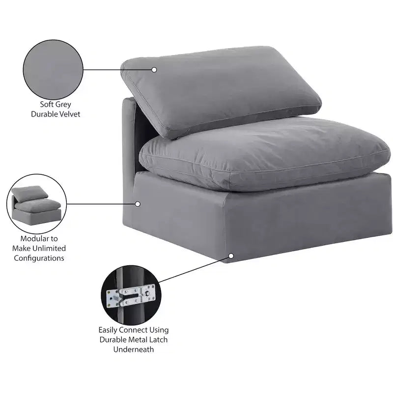 Meridian Furniture Sedia Senza Braccioli in Velluto Indulge
