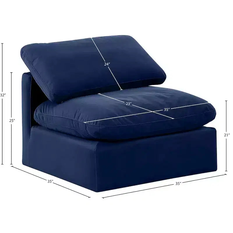 Meridian Furniture Sedia Senza Braccioli in Velluto Indulge