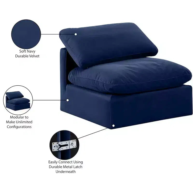 Meridian Furniture Sedia Senza Braccioli in Velluto Indulge