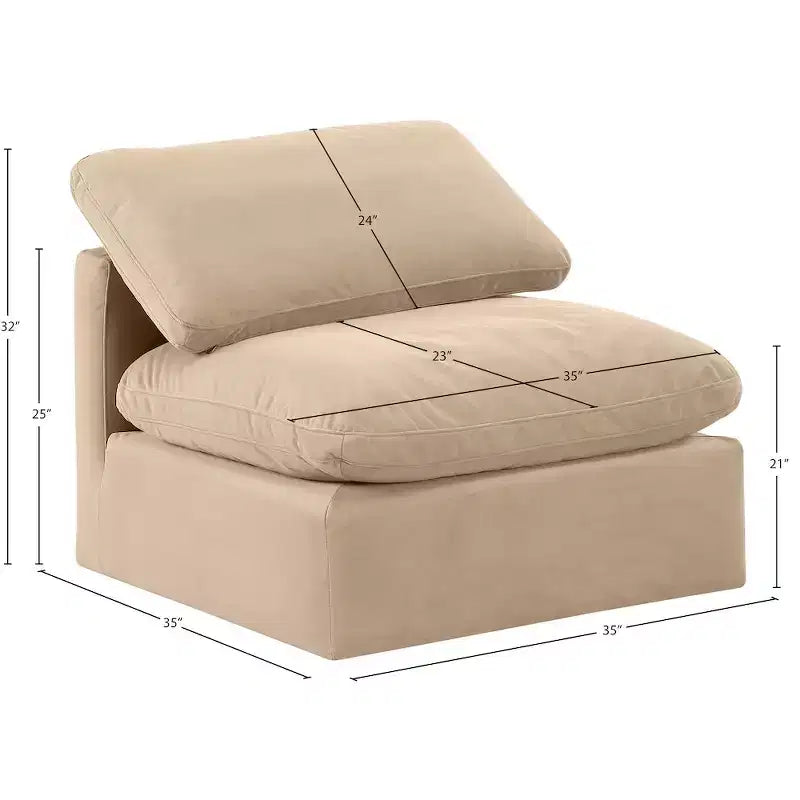 Meridian Furniture Sedia Senza Braccioli in Velluto Indulge
