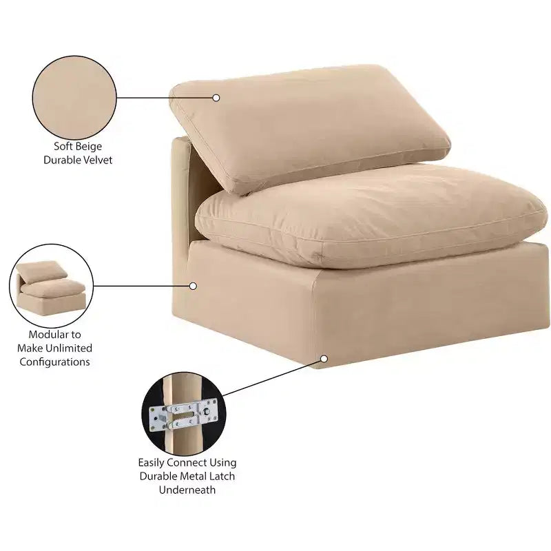 Meridian Furniture Sedia Senza Braccioli in Velluto Indulge