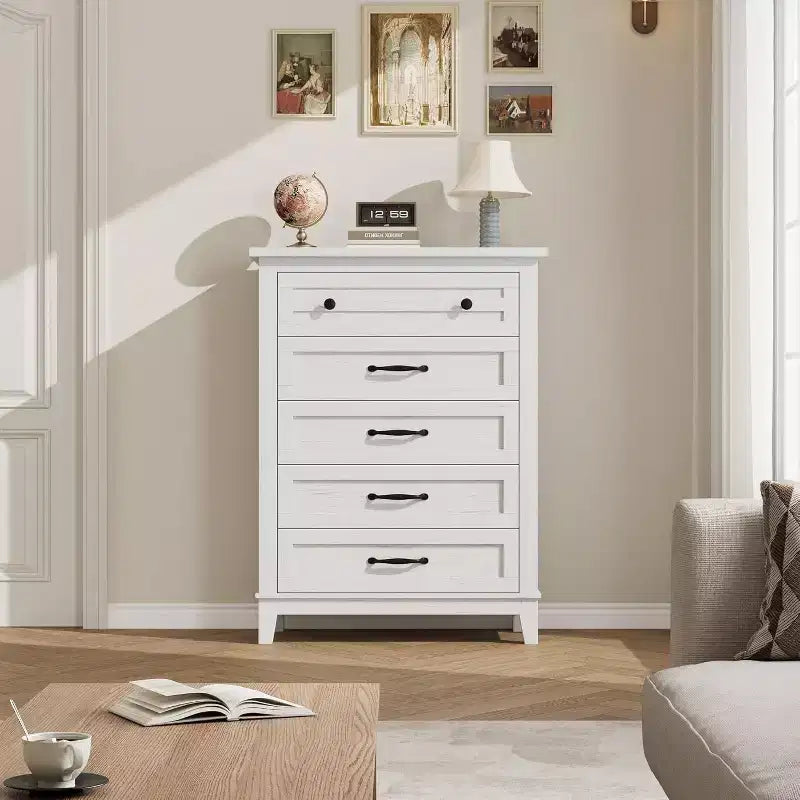 5 Dresser for Bedroom, 41.3 Tall Vertical Drawer Dresser with Large Storage, Freestanding Wooden Closet Chest for Bedroom, Living Room