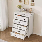 5 Dresser for Bedroom, 41.3 Tall Vertical Drawer Dresser with Large Storage, Freestanding Wooden Closet Chest for Bedroom, Living Room