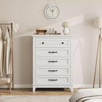 5 Dresser for Bedroom, 41.3 Tall Vertical Drawer Dresser with Large Storage, Freestanding Wooden Closet Chest for Bedroom, Living Room