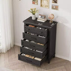 5 Dresser for Bedroom, 41.3 Tall Vertical Drawer Dresser with Large Storage, Freestanding Wooden Closet Chest for Bedroom, Living Room