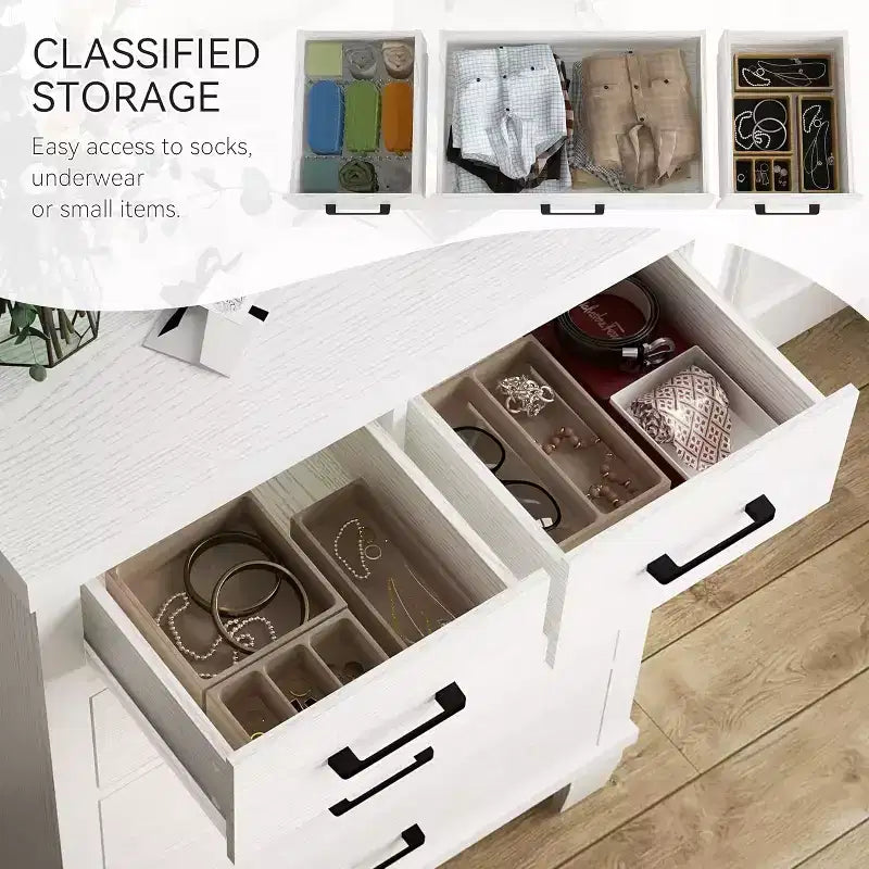 Cassettiera a 6 cassetti per camera da letto, cassettiera alta 45 cm grigia con contenitore, cassettiera in legno per armadio per camera da letto, soggiorno, ingresso