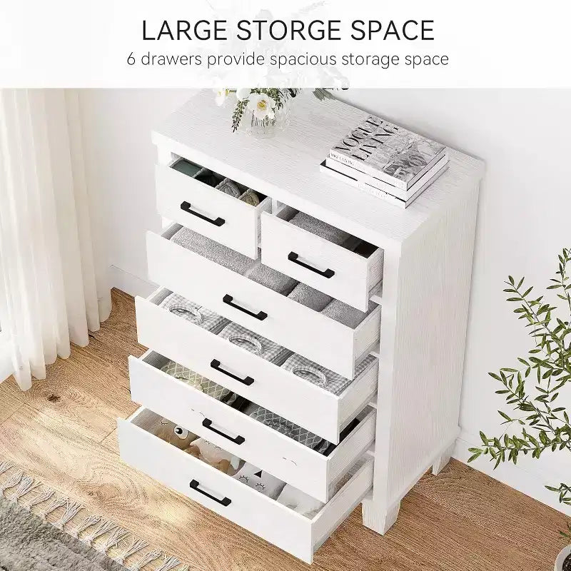 Cassettiera a 6 cassetti per camera da letto, cassettiera alta 45 cm grigia con contenitore, cassettiera in legno per armadio per camera da letto, soggiorno, ingresso