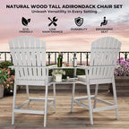 Outdoor Bar Height Adirondack Chairs with Connecting Tray, Balcony Chairs Adirondack for Deck, Backyard, Patio High AdirondackChairs Set of 2
