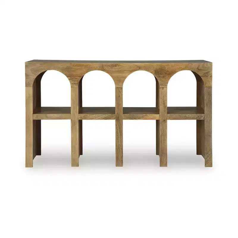 Tavolo console a 4 ripiani Luzmanacy di Signature Design by Ashley, in legno massello di mango marrone naturale