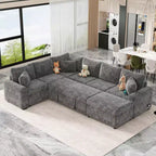 CLIHOME 112.2 Divano Sezionale Moderno con Letto Estraibile, Pouf Contenitore e Tre Cuscini