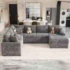 CLIHOME 112.2 Divano Sezionale Moderno con Letto Estraibile, Pouf Contenitore e Tre Cuscini