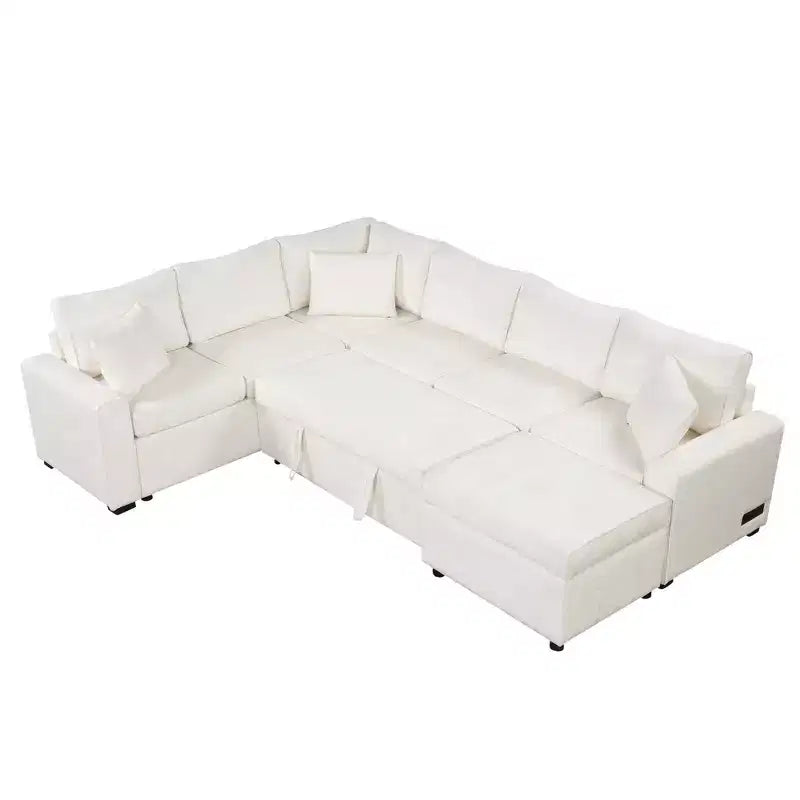 CLIHOME 112.2 Divano Sezionale Moderno con Letto Estraibile, Pouf Contenitore e Tre Cuscini