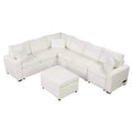 CLIHOME 112.2 Modern Sectional Sofa Pull-out Sofa Bed Sleeper with a Storage Ottoman and Three Pillows