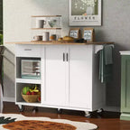 MAYEERTY Isola da Cucina con Piano Pieghevole Carrello da Cucina con Contenitore, Scaffale Estraibile, Portasciugamani e Cassetto, Carrello da Cucina su Ruote, Bianco