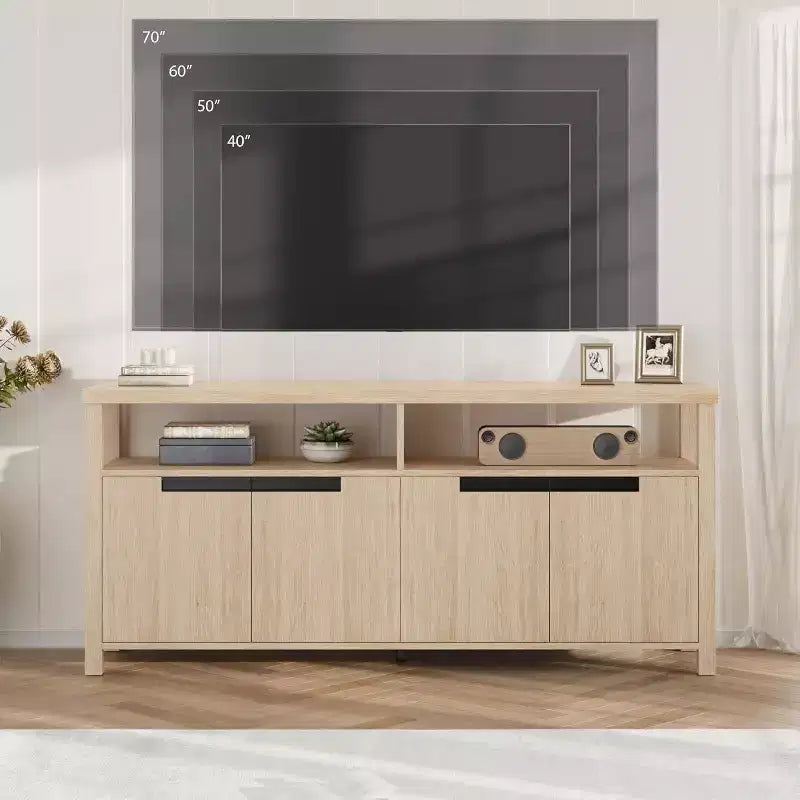 Acekool 63 TV Stand for TVs up to 70, Farmhouse Media Console with Storage Cabinets and Adjustable Shelves, Entertainment Center