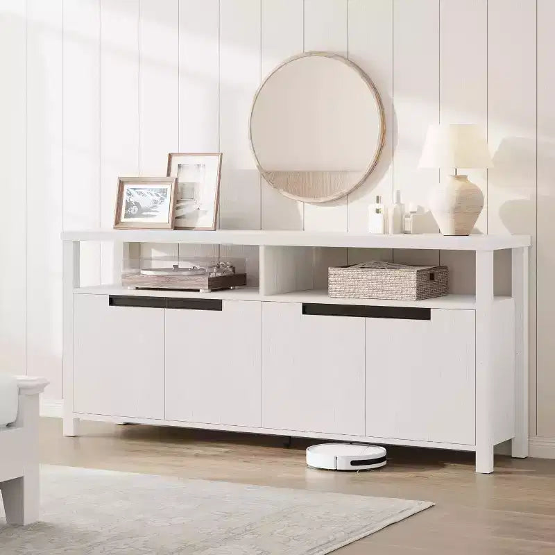 Acekool 63 TV Stand for TVs up to 70, Farmhouse Media Console with Storage Cabinets and Adjustable Shelves, Entertainment Center