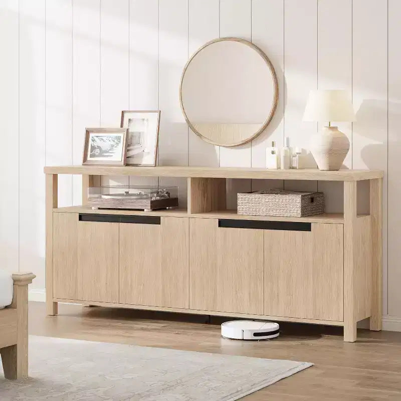 Acekool 63 TV Stand for TVs up to 70, Farmhouse Media Console with Storage Cabinets and Adjustable Shelves, Entertainment Center