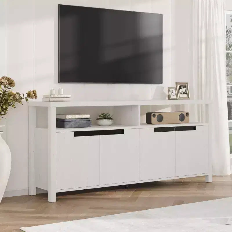Acekool 63 TV Stand for TVs up to 70, Farmhouse Media Console with Storage Cabinets and Adjustable Shelves, Entertainment Center