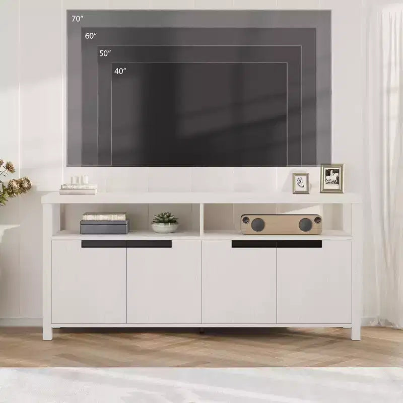 Acekool 63 TV Stand for TVs up to 70, Farmhouse Media Console with Storage Cabinets and Adjustable Shelves, Entertainment Center
