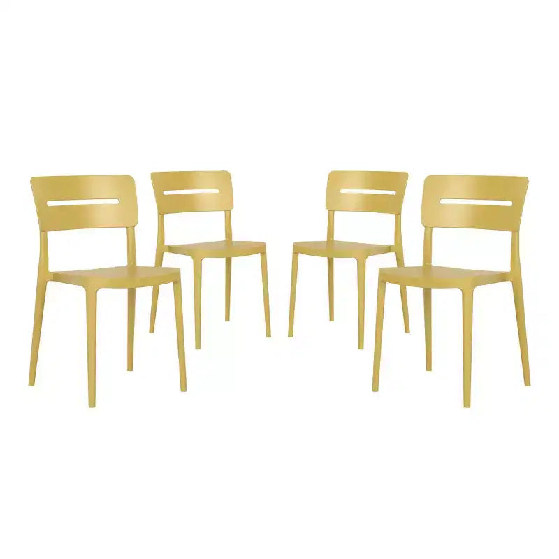 WestinTrends Playa Outdoor Modern Stackable Plastic Patio Dining Chairs (Set of 4), Yellow