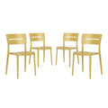 WestinTrends Playa Outdoor Modern Stackable Plastic Patio Dining Chairs (Set of 4), Yellow
