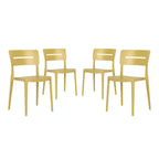 WestinTrends Playa Outdoor Modern Stackable Plastic Patio Dining Chairs (Set of 4), Yellow
