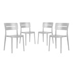 WestinTrends Playa Outdoor Modern Stackable Plastic Patio Dining Chairs (Set of 4), Gray