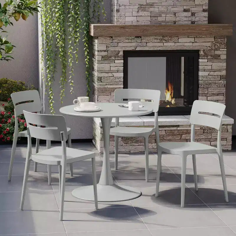 WestinTrends Playa Outdoor Modern Stackable Plastic Patio Dining Chairs (Set of 4), Gray
