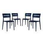 WestinTrends Playa Outdoor Modern Stackable Plastic Patio Dining Chairs (Set of 4), Navy Blue