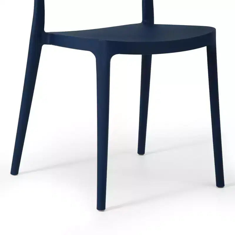 WestinTrends Playa Outdoor Modern Stackable Plastic Patio Dining Chairs (Set of 4), Navy Blue