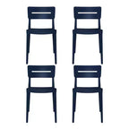 WestinTrends Playa Outdoor Modern Stackable Plastic Patio Dining Chairs (Set of 4), Navy Blue