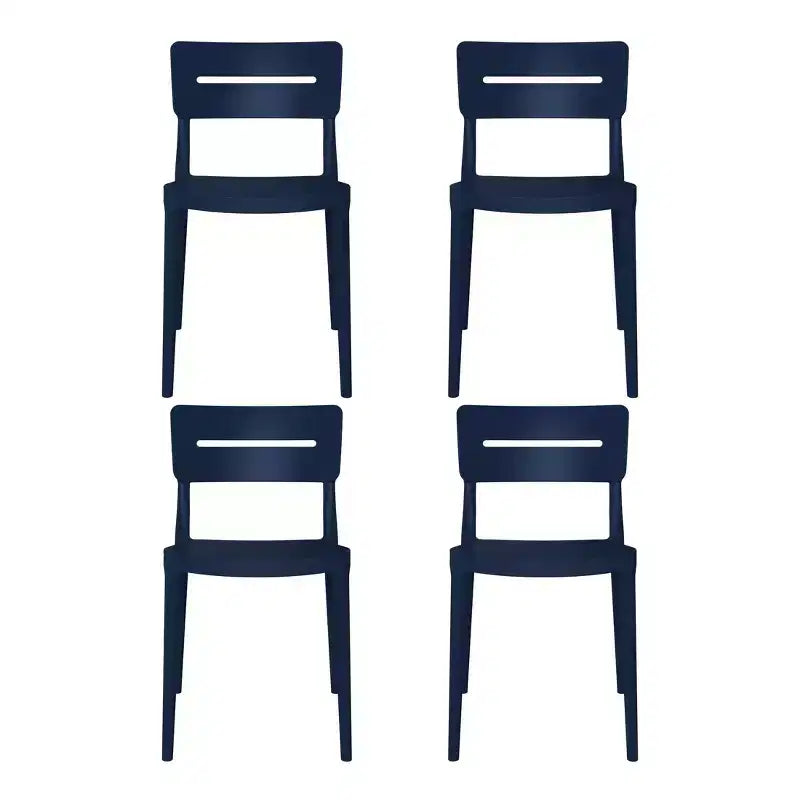 WestinTrends Playa Outdoor Modern Stackable Plastic Patio Dining Chairs (Set of 4), Navy Blue