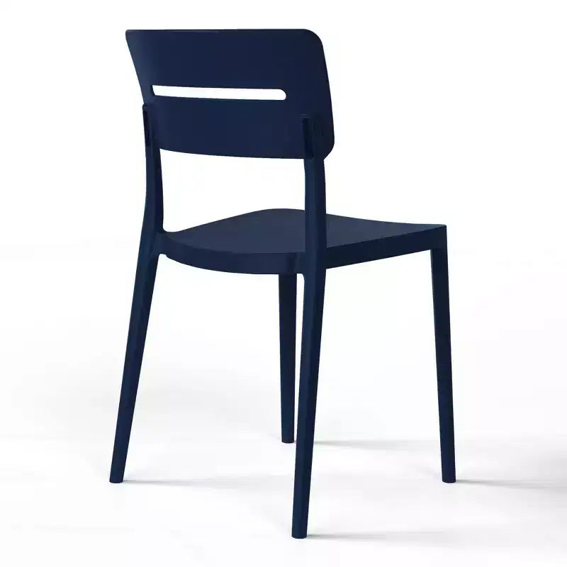 WestinTrends Playa Outdoor Modern Stackable Plastic Patio Dining Chairs (Set of 4), Navy Blue