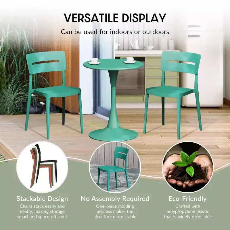 WestinTrends Playa Sedie da pranzo impilabili moderne da esterno in plastica (set da 4), Turchese