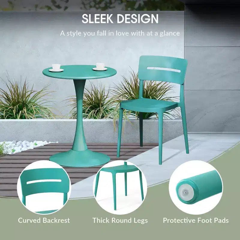 WestinTrends Playa Sedie da pranzo impilabili moderne da esterno in plastica (set da 4), Turchese