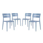WestinTrends Playa Outdoor Modern Stackable Plastic Patio Dining Chairs (Set of 4), French Blue