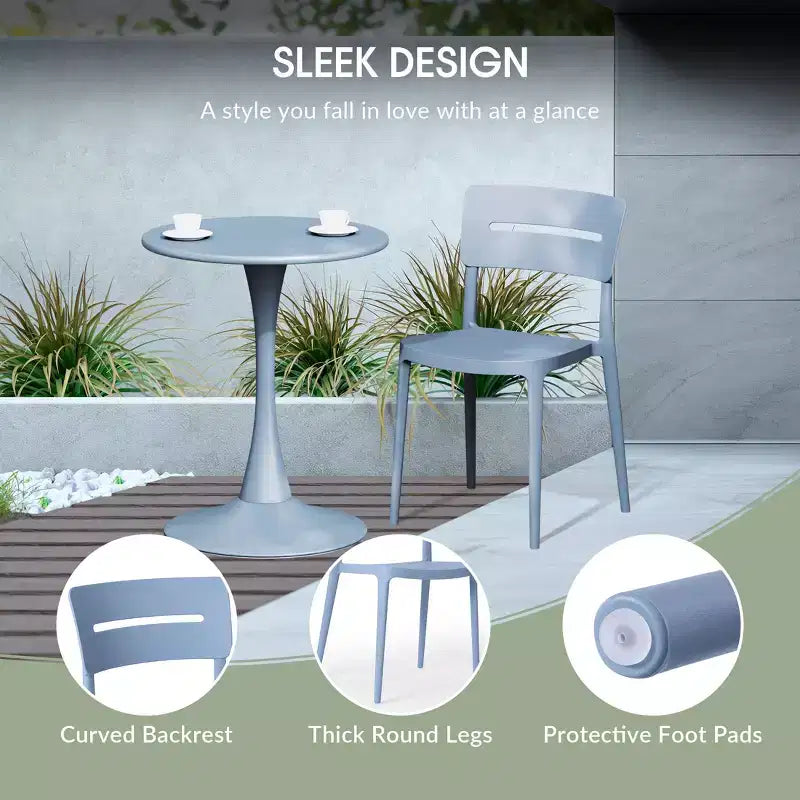 WestinTrends Playa Outdoor Modern Stackable Plastic Patio Dining Chairs (Set of 4), French Blue