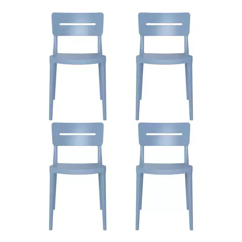 WestinTrends Playa Outdoor Modern Stackable Plastic Patio Dining Chairs (Set of 4), French Blue