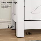 CLIHOME Farmhouse Storage Cabinet with Adjustable Shelf, White Kitchen Cabinet with Walnut Countertop, Modern Coffee Bar Console Cabinet