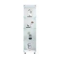 MAYEERTY Glass Display Cabinet 4 Shelves with Door Floor Standing Curio 64.7x16.7x14.3 Inches Living Room Bedroom Office White