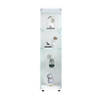 MAYEERTY Glass Display Cabinet 4 Shelves with Door Floor Standing Curio 64.7x16.7x14.3 Inches Living Room Bedroom Office White