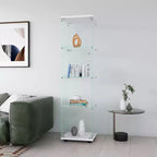 MAYEERTY Vetrina in Vetro con 4 Ripiani e Anta, Espositore a Colonna 164,3x42,4x36,3 cm per Soggiorno Camera da Letto Ufficio, Bianco