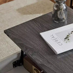 Extensible Lift Artificial Board Black, Gray, and White Color-Blocking Coffee Table