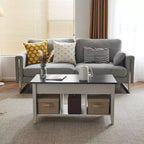 Extensible Lift Artificial Board Black, Gray, and White Color-Blocking Coffee Table
