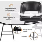 Karl Home Set Of 2 Brown PU Leather Bar Stools With Hollow Backrest, Iron Legs, Swivel